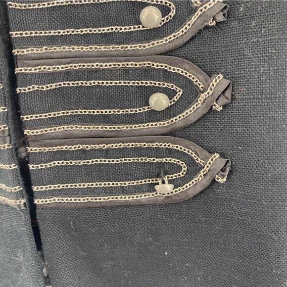 Chicos Vest Womens 2 US Large Black Linen Blend Chain Embellished Band V Neck - Picture 7 of 10